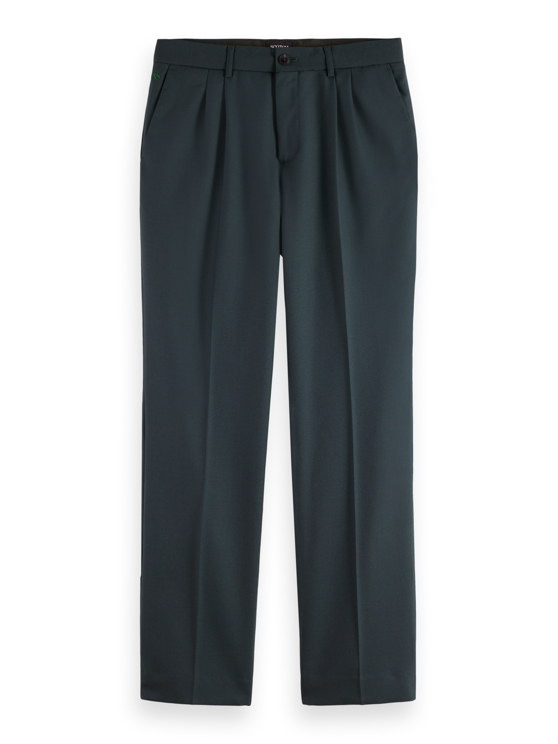 Relaxed straight pleated tailored chino