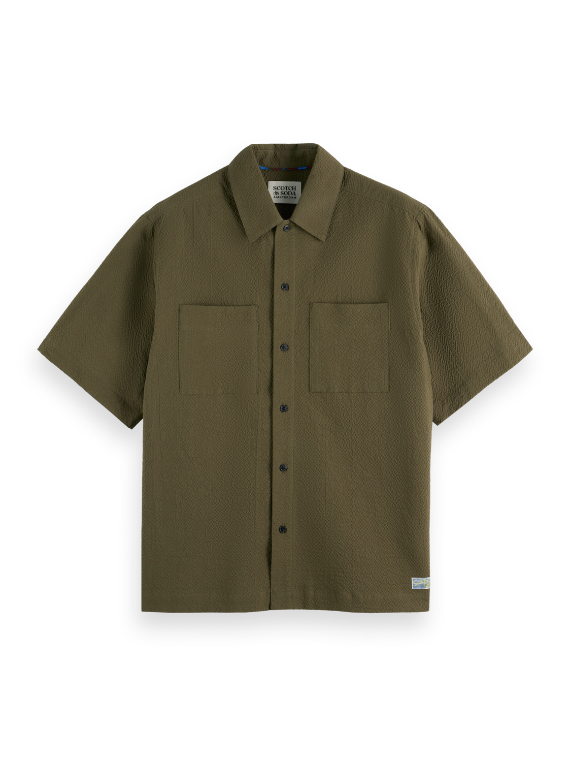 Relaxed fit short sleeve seersucker shirt