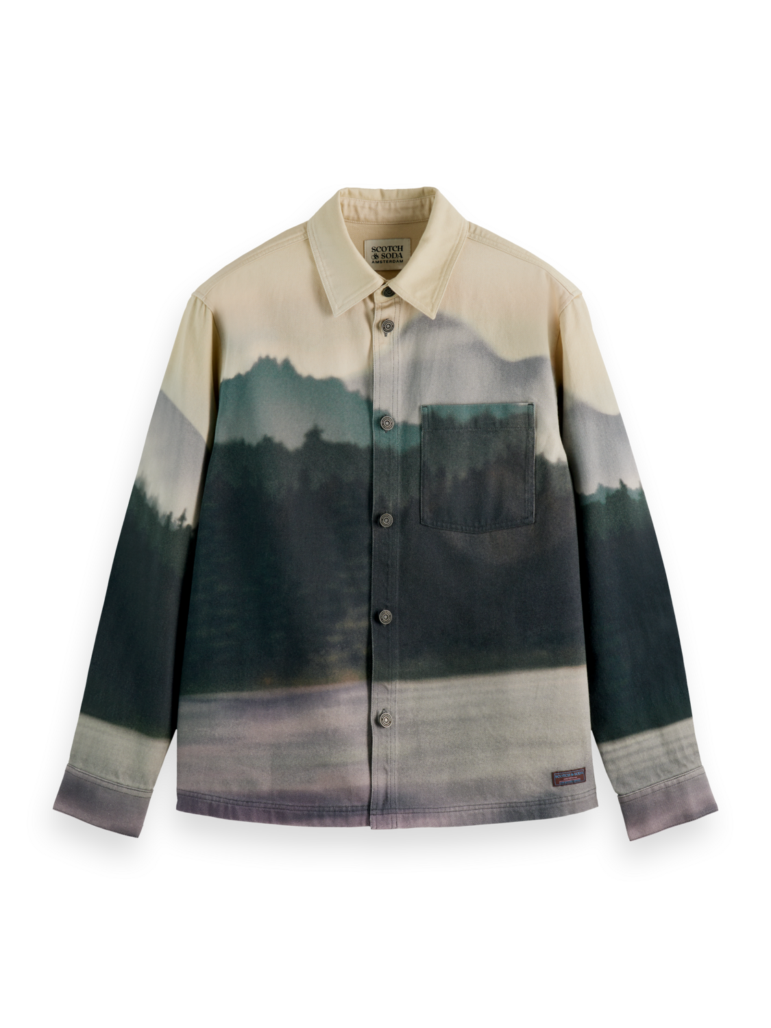printed twill overshirt