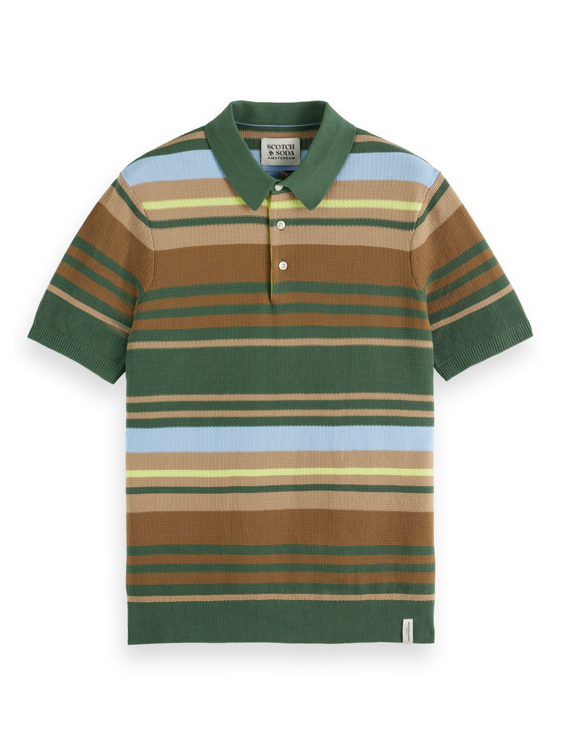 Structured knitted striped polo