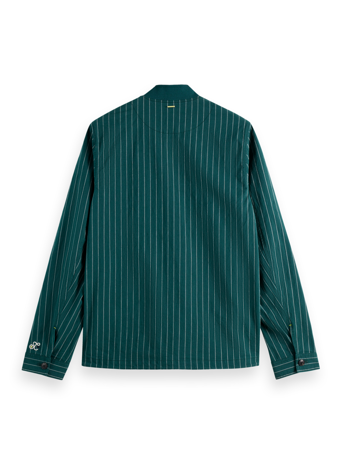Pinstriped cotton-blend bomber jacket