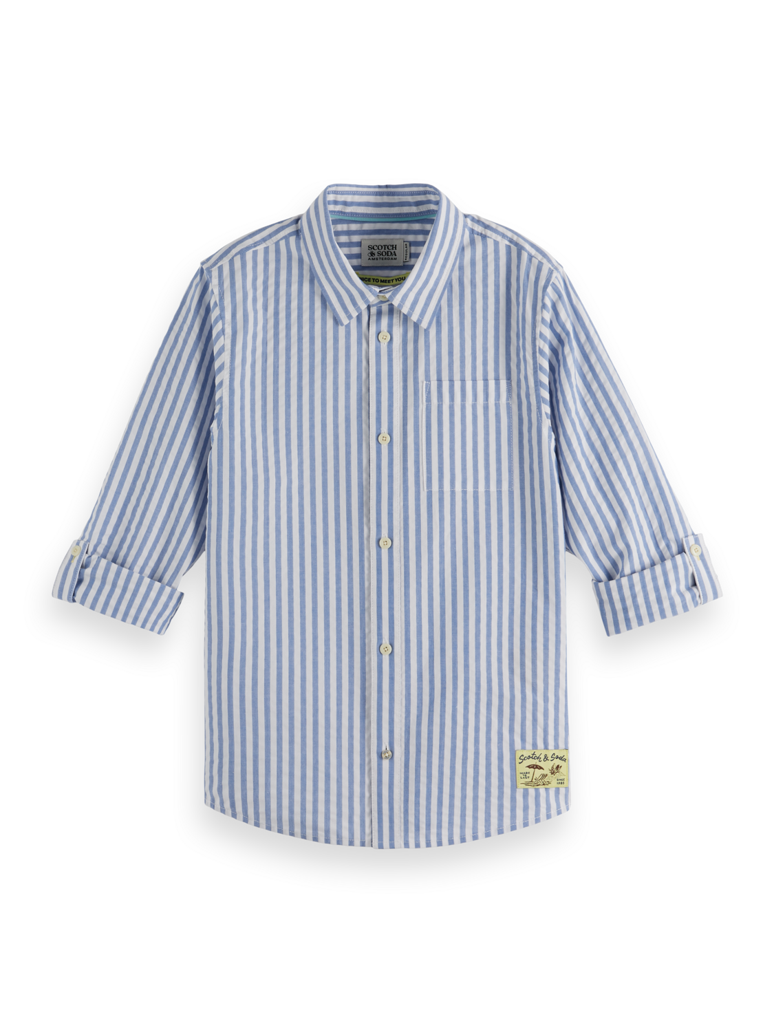 Boys Seersucker Striped Shirt