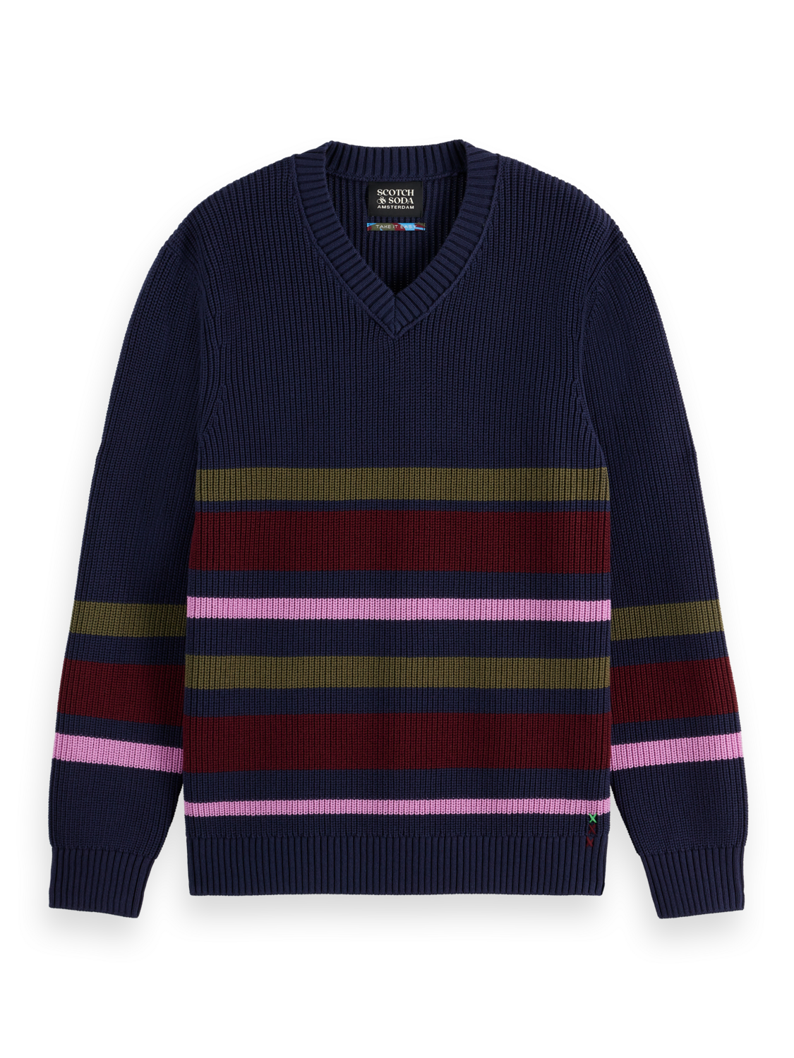 Striped v-neck pullover