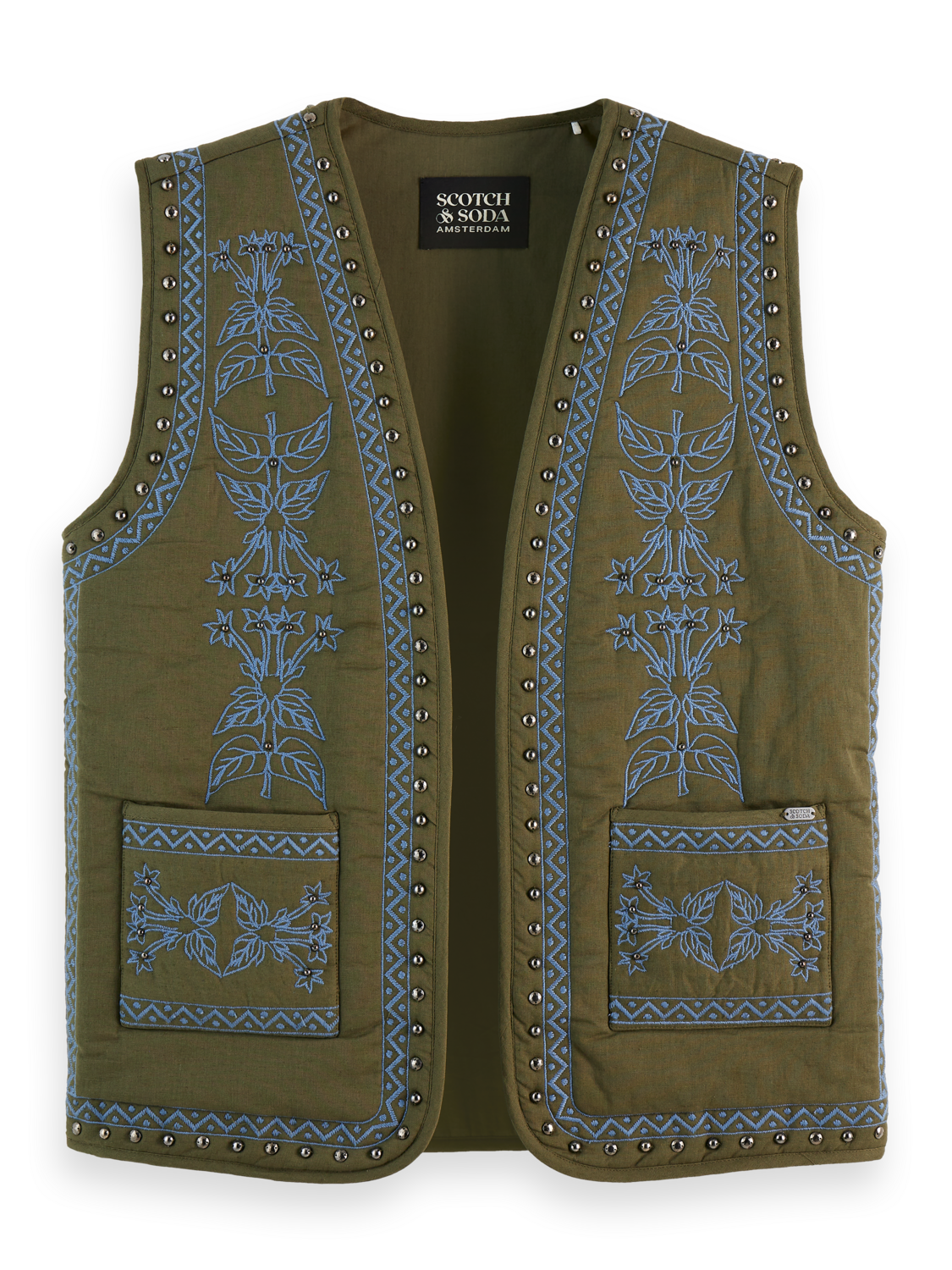 Floral embroidered gilet
