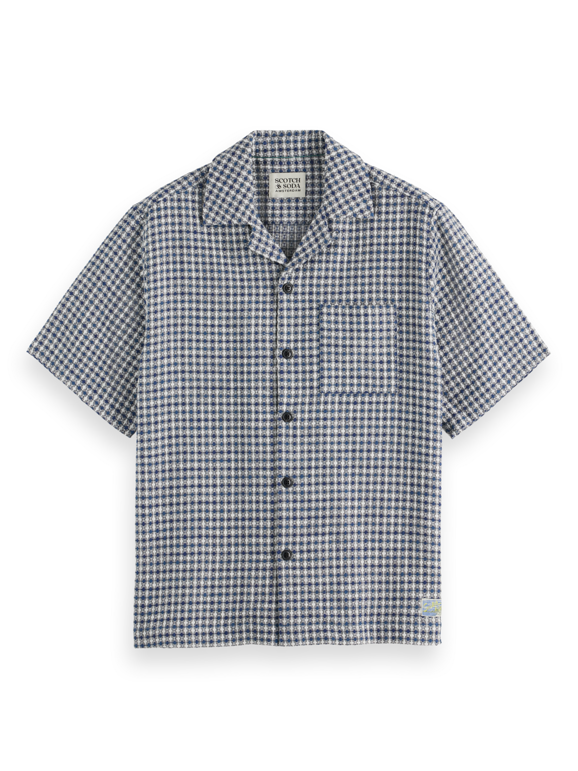 Relaxed fit short sleeve jacquard shirt