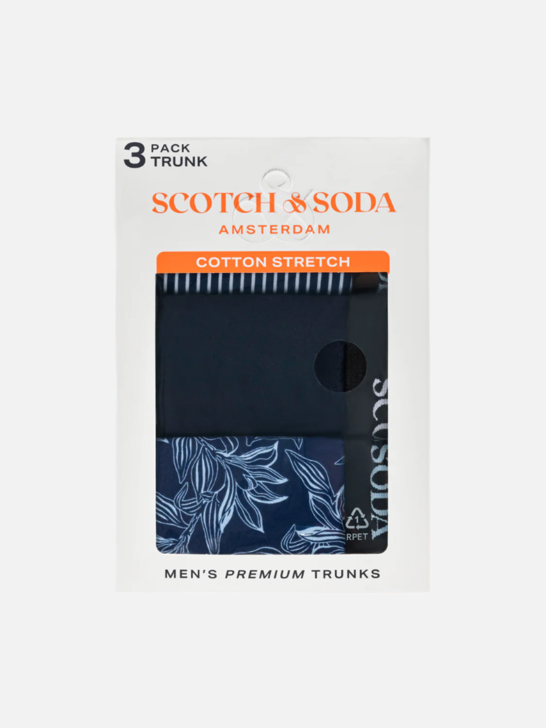 SCOTCH & SODA MEN'S UNDERWEAR SS24 - 3PACK COTTON STRETCH TRUNK (PRINT)