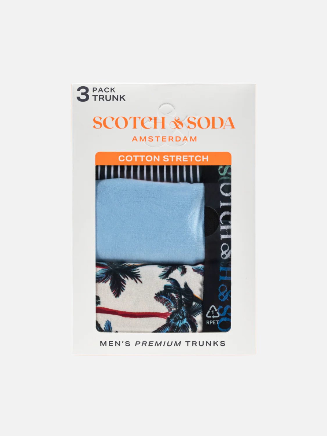 SCOTCH & SODA MEN'S UNDERWEAR SS24 - 3PACK COTTON STRETCH TRUNK (PRINT)