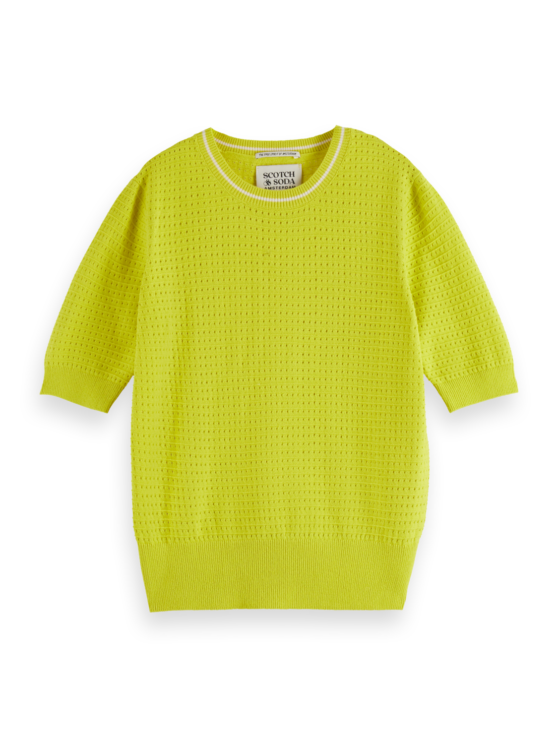 Pointelle Short Sleeve Pullover