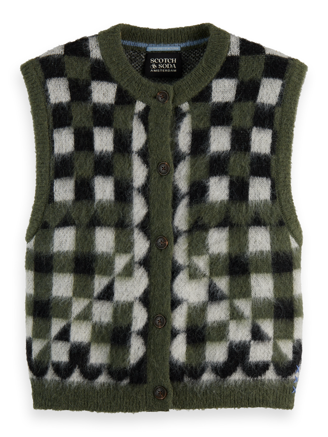 Fuzzy jacquard spencer