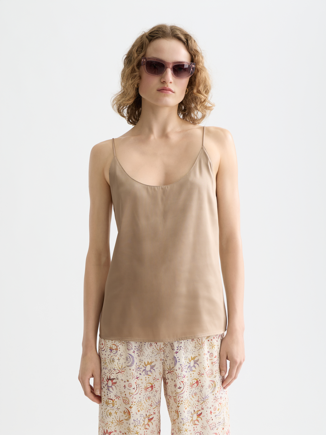 Singlet woven front jersey back tank