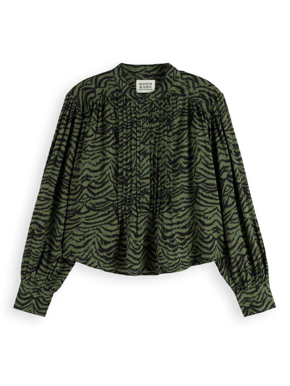 Printed pintuck shirt