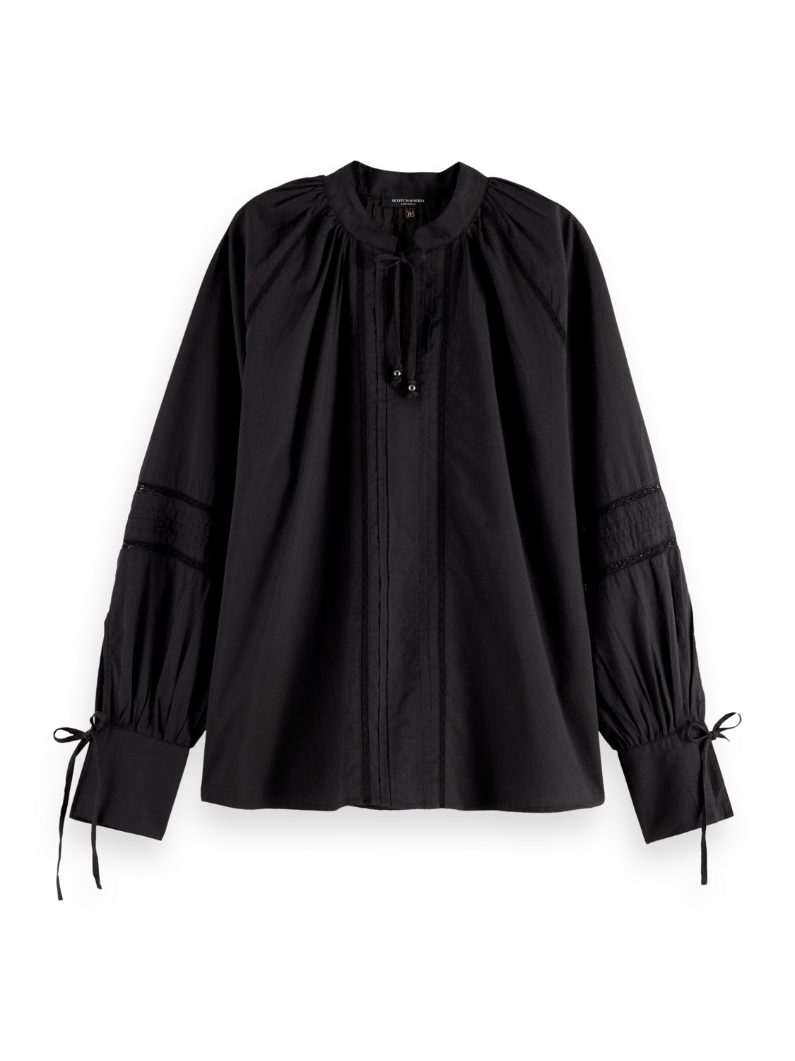 Blouse with lace and ties