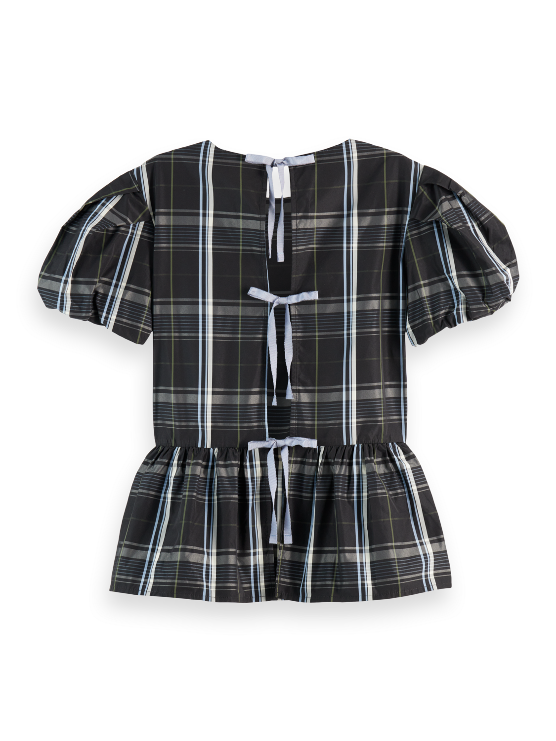Cap sleeve taffeta top with peplum