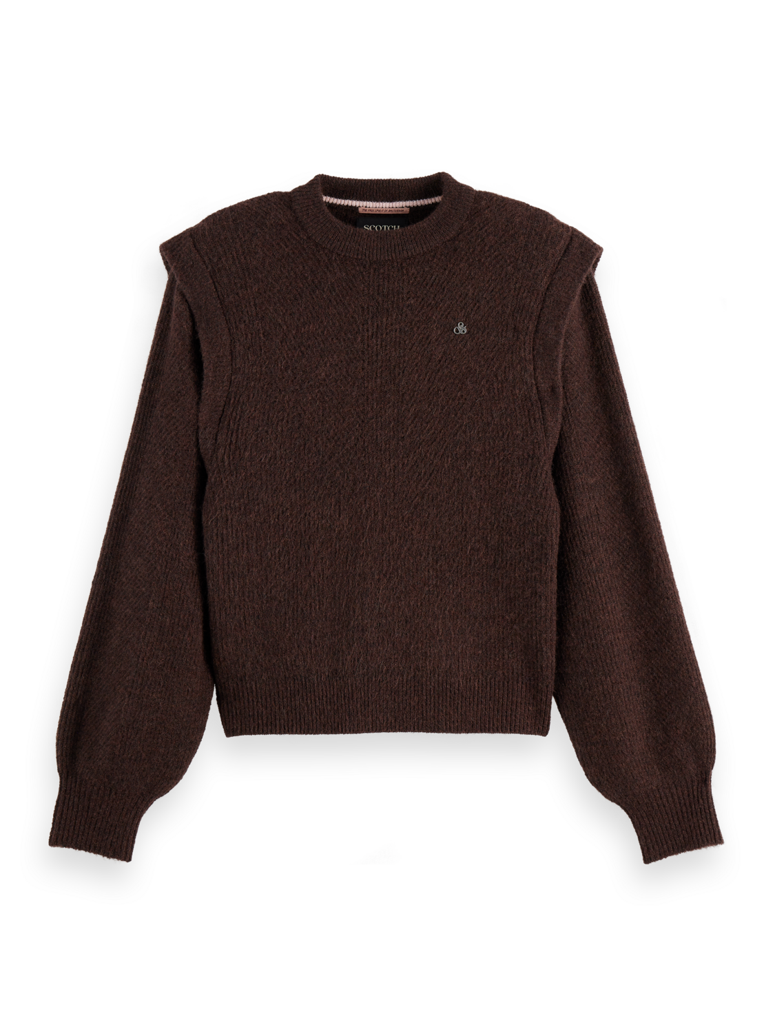 Shoulder detail crew neck pullover