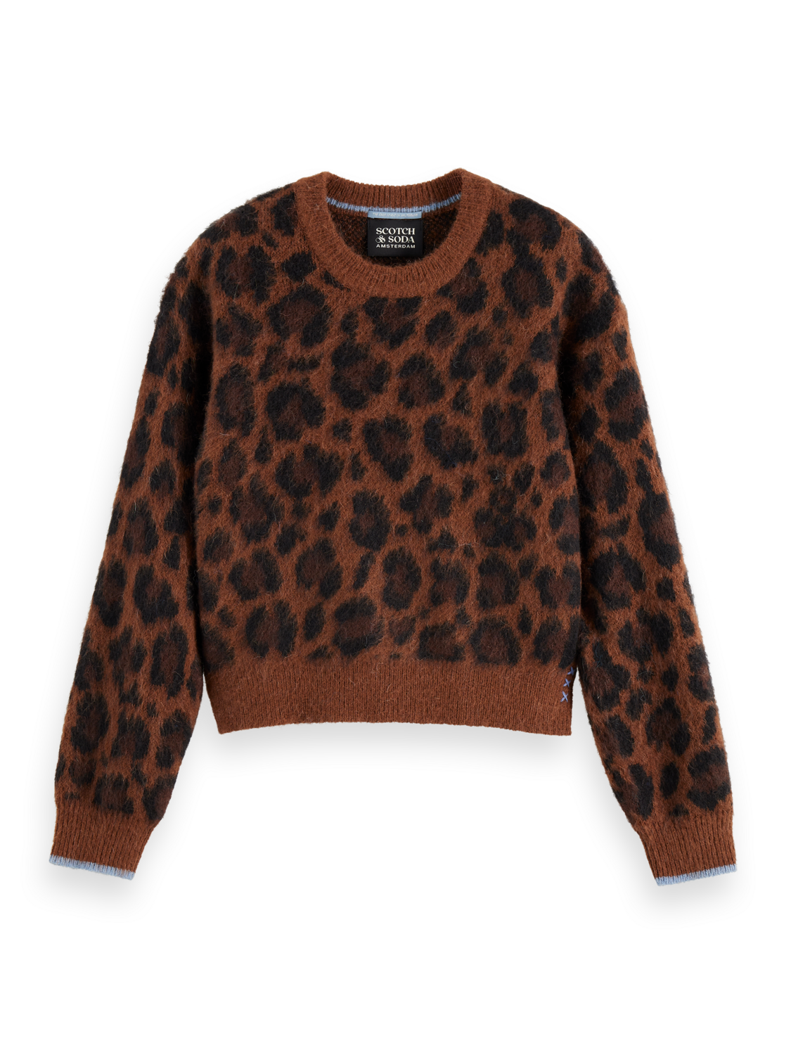 Fuzzy jacquard pullover