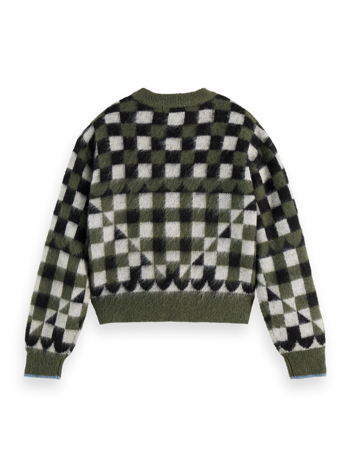 Fuzzy jacquard pullover