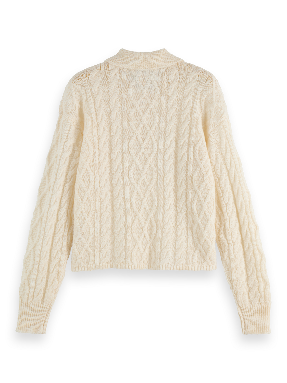 Cable stitch polo neck pullover