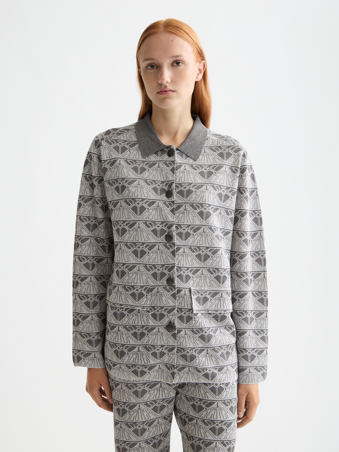 Jacquard knitted jacket