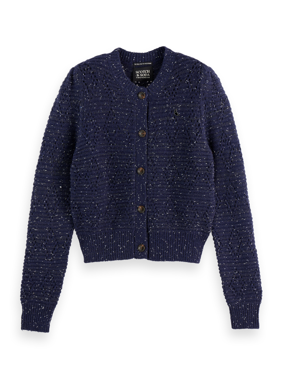 Metallic crew neck cardigan