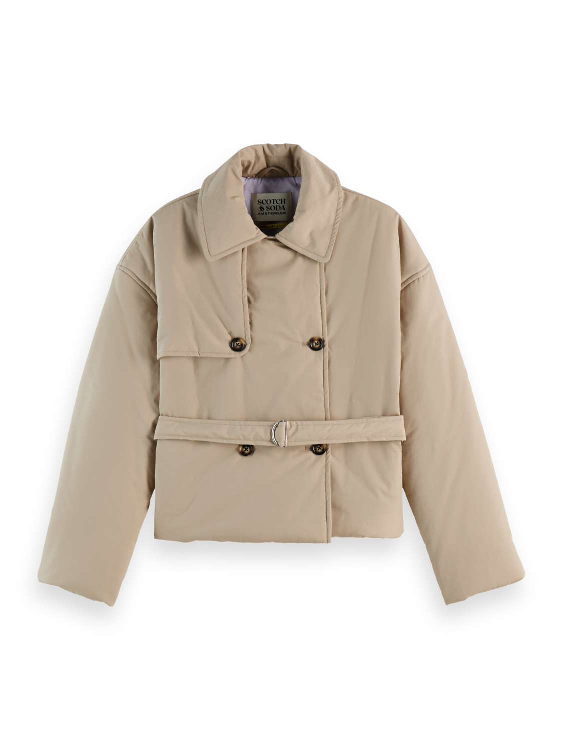 Lightweight padded poplin trench