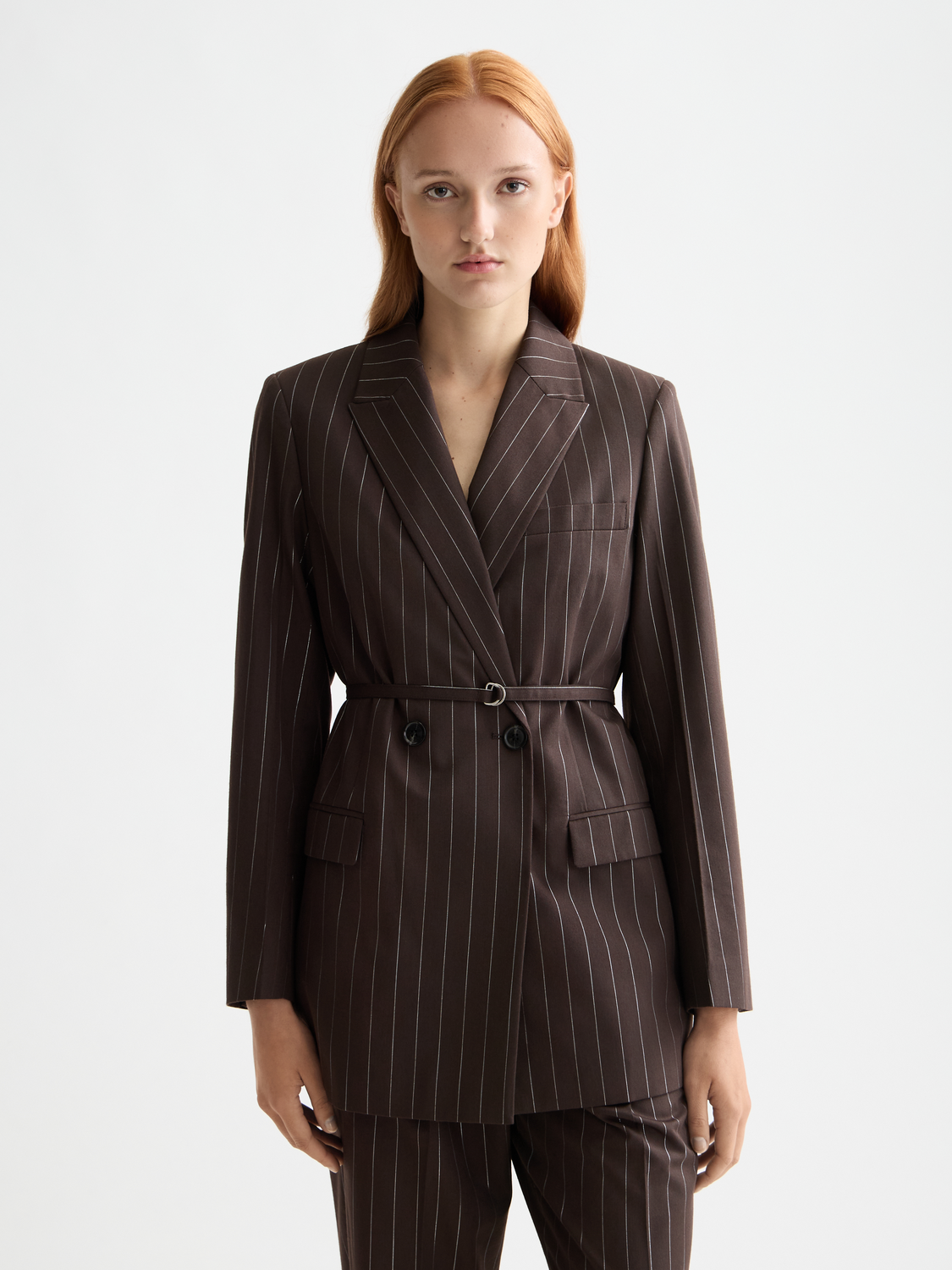 Double breasted lurex pinstripe blazer