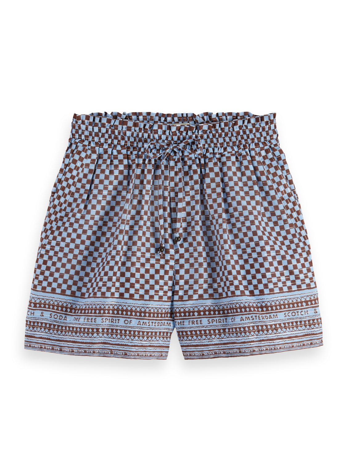 High rise Lurex stripe printed shorts