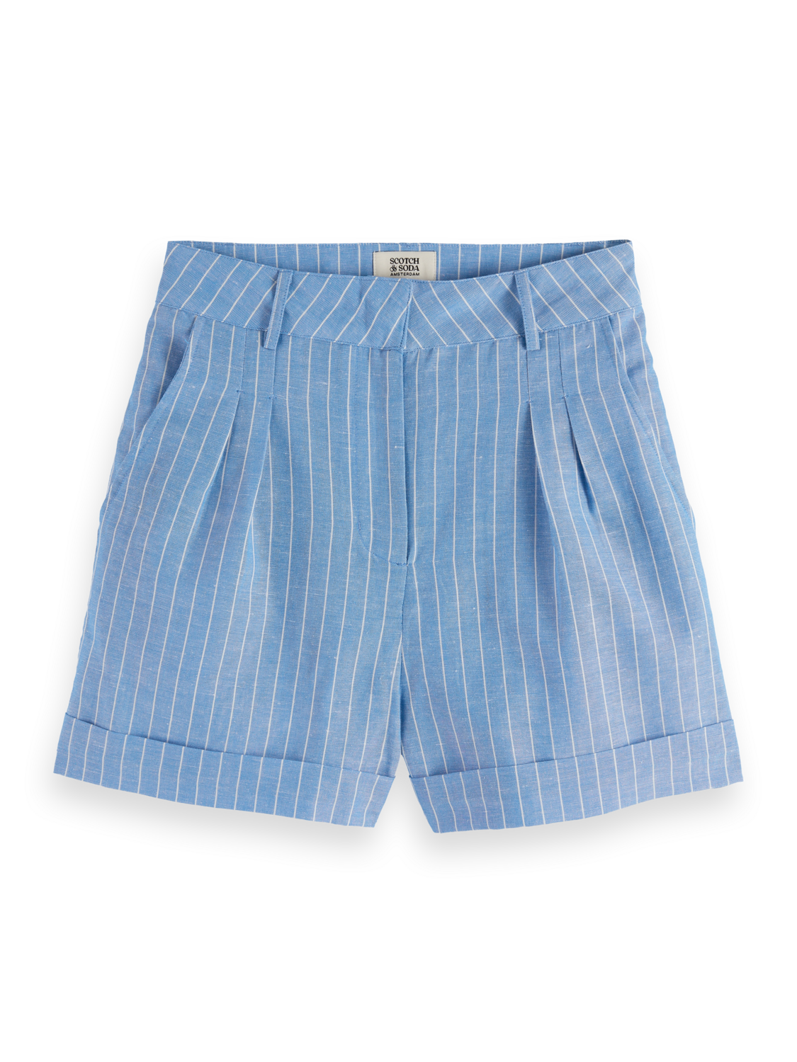 High rise linen printed shorts