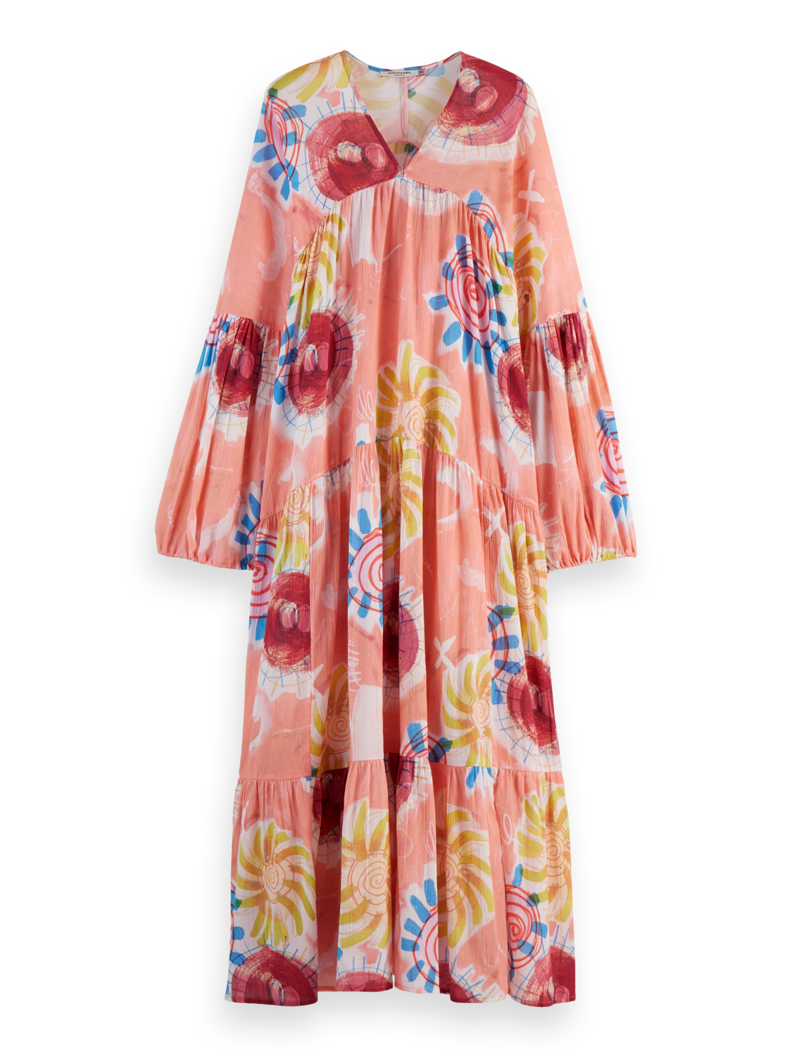 Printed crinkle maxi dress