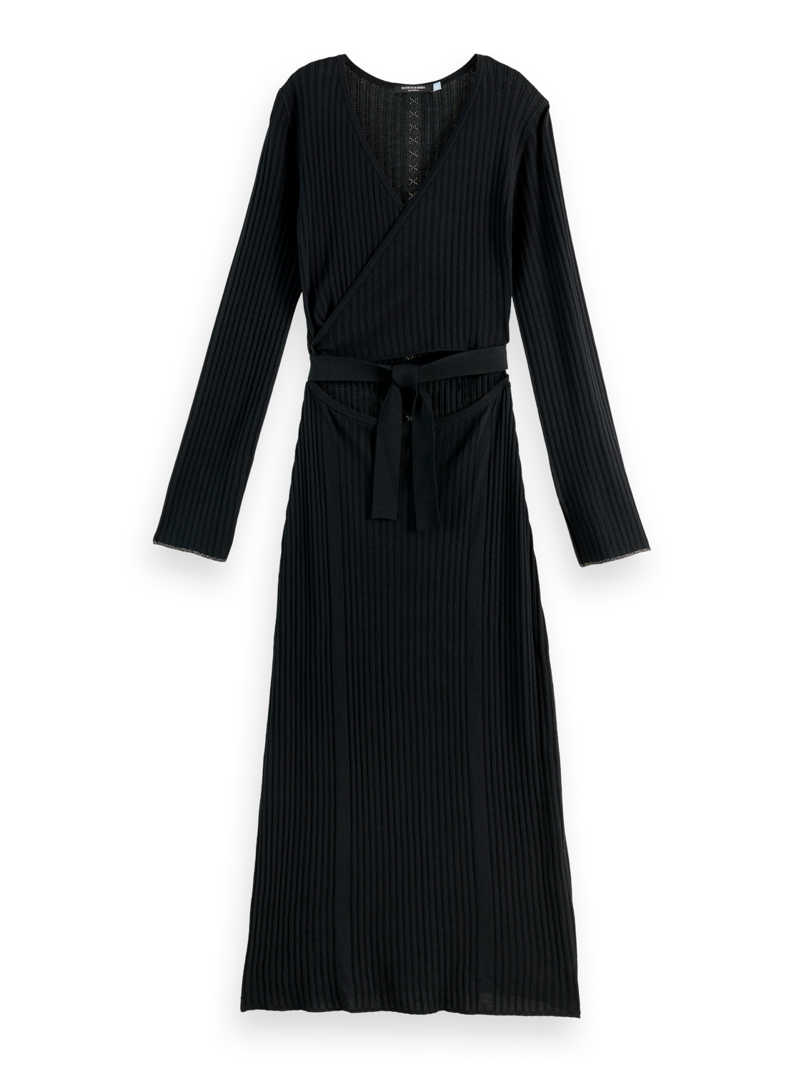 Skinny rib knitted wrap dress