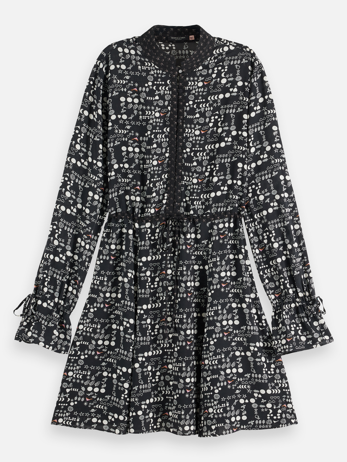 Printed long sleeve mini dress