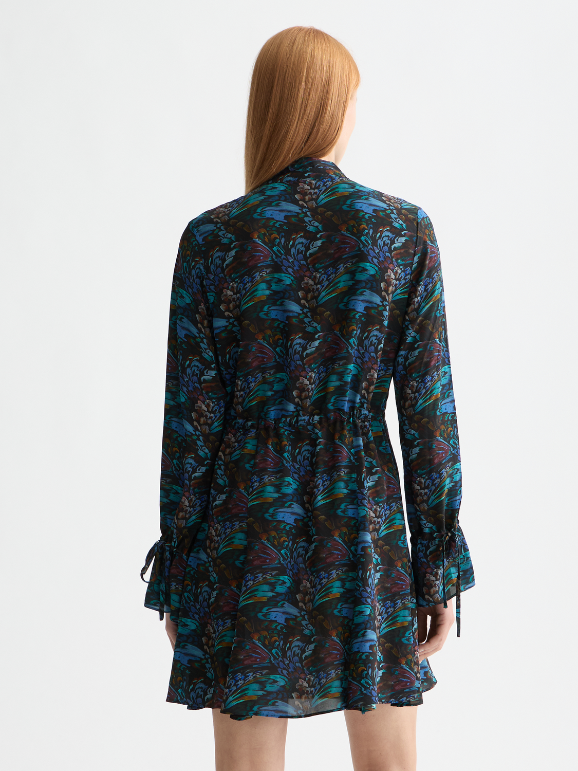 Printed long sleeve mini dress