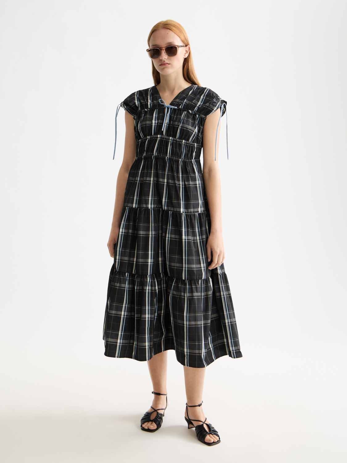 Gathered Taffeta midi dress