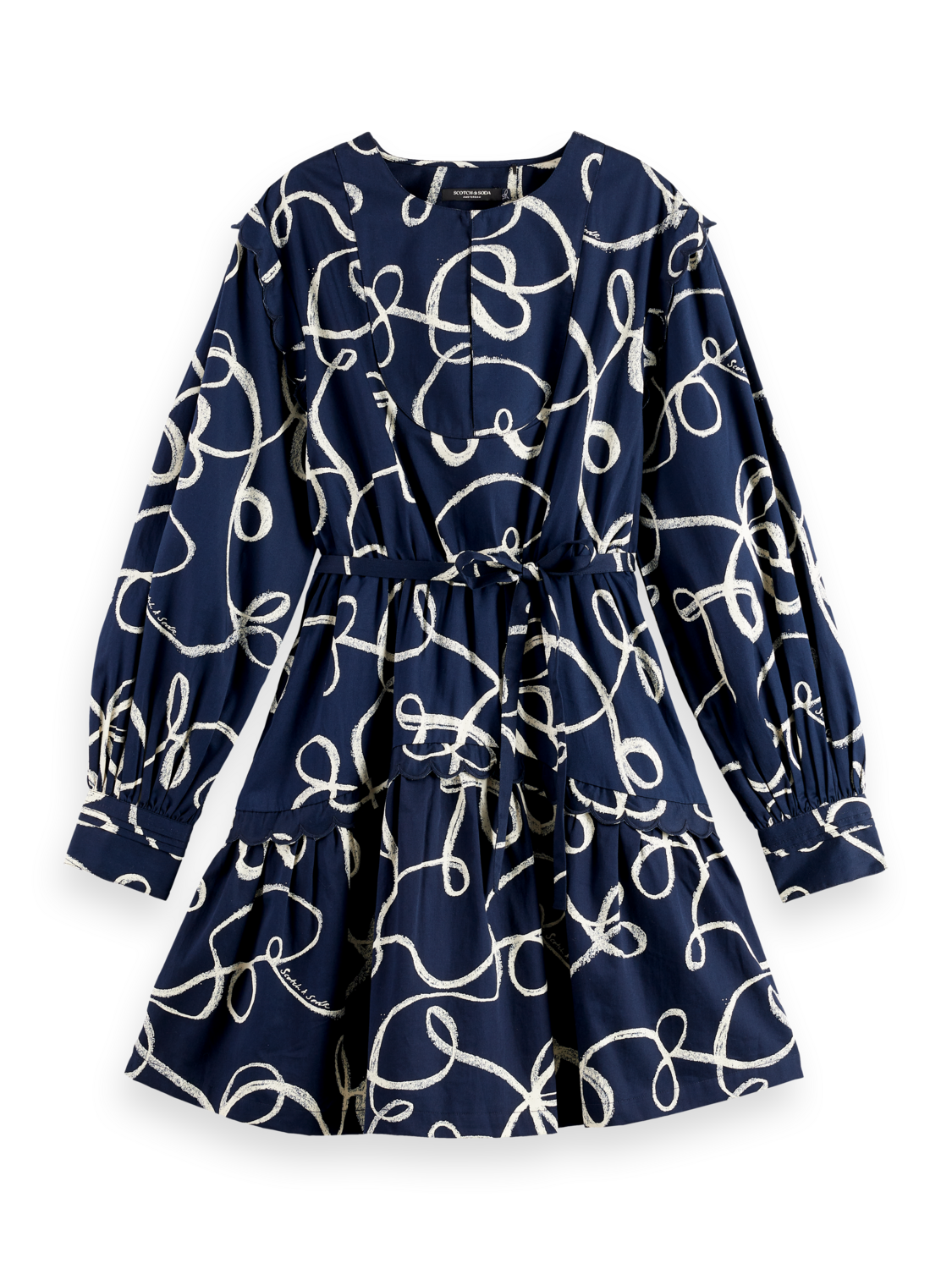 Scallop trim mini dress