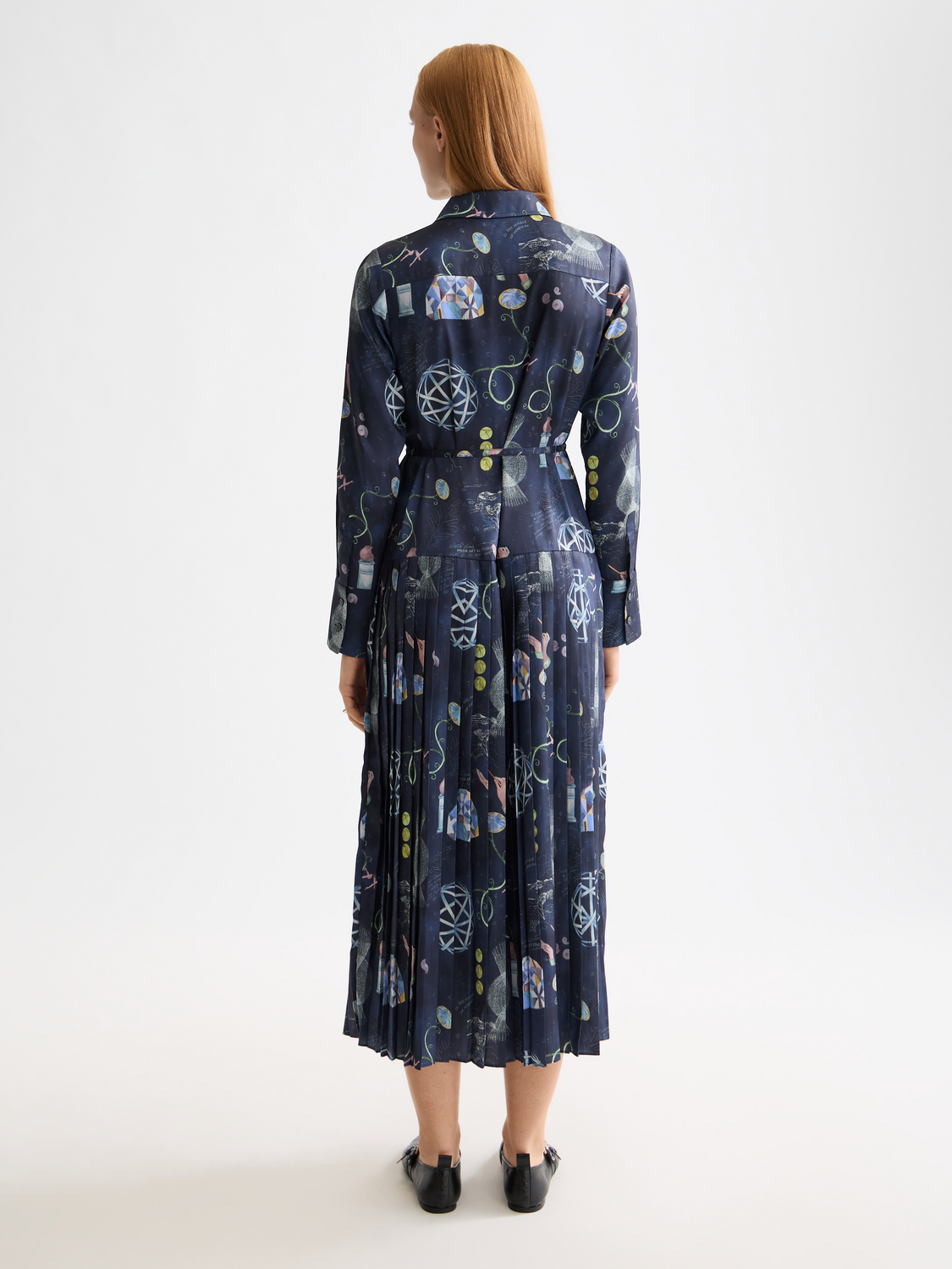 Belted shirt midi dress