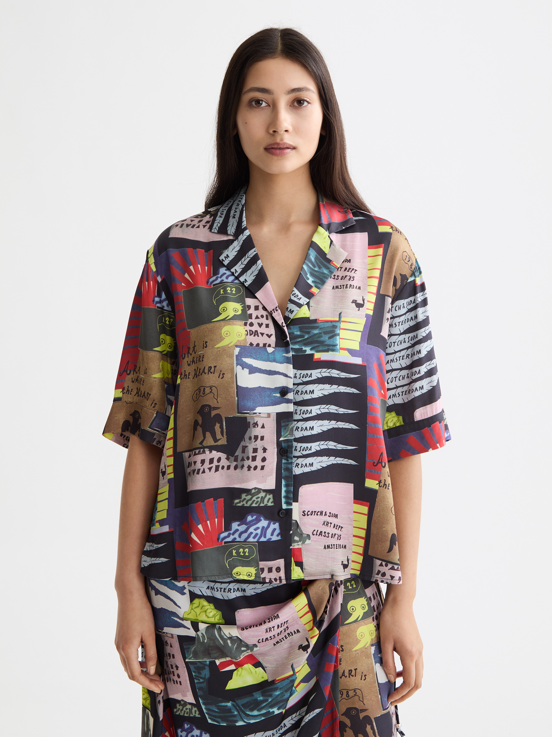 Printed short sleeve fluid shirt