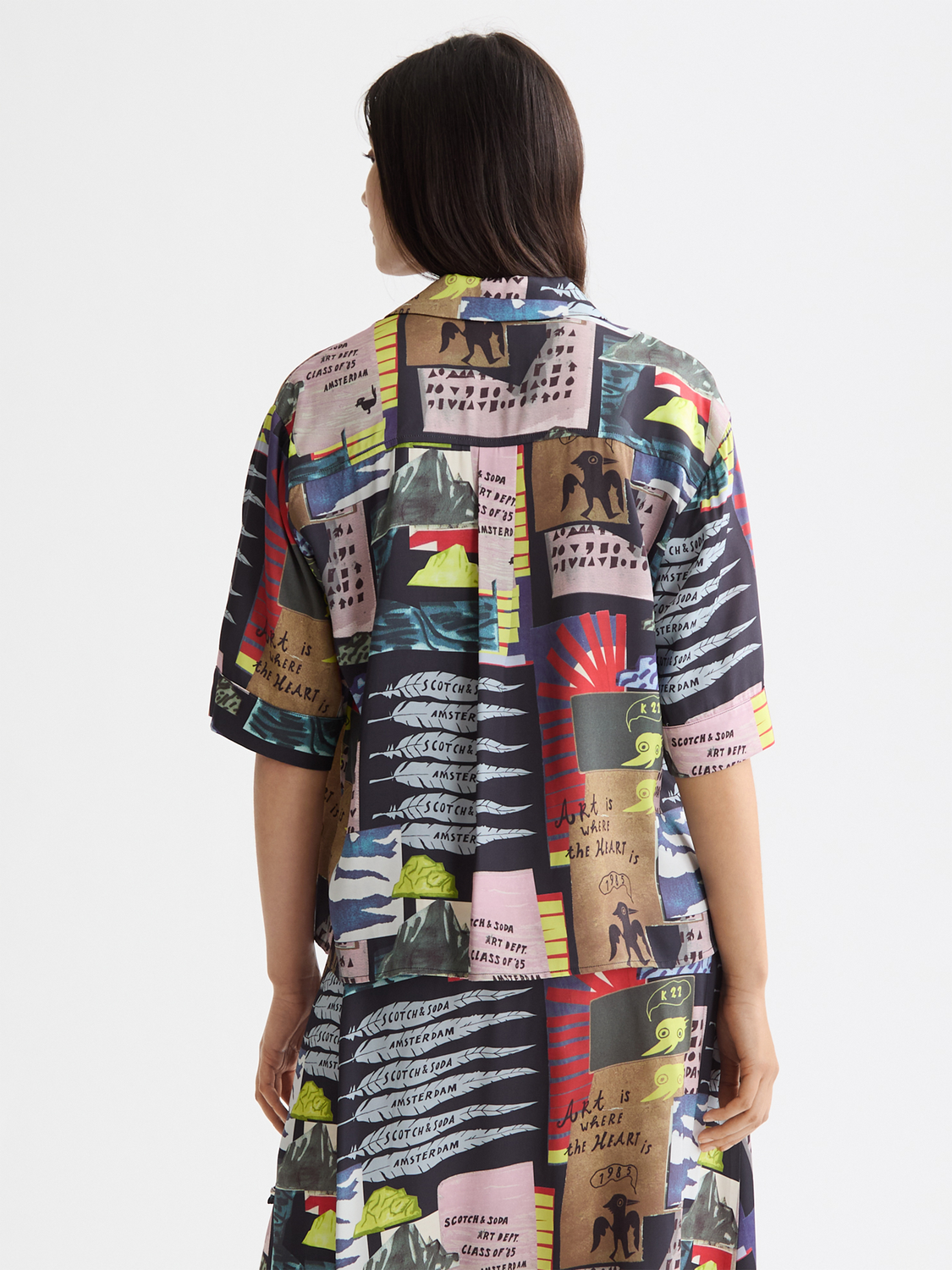 Printed short sleeve fluid shirt