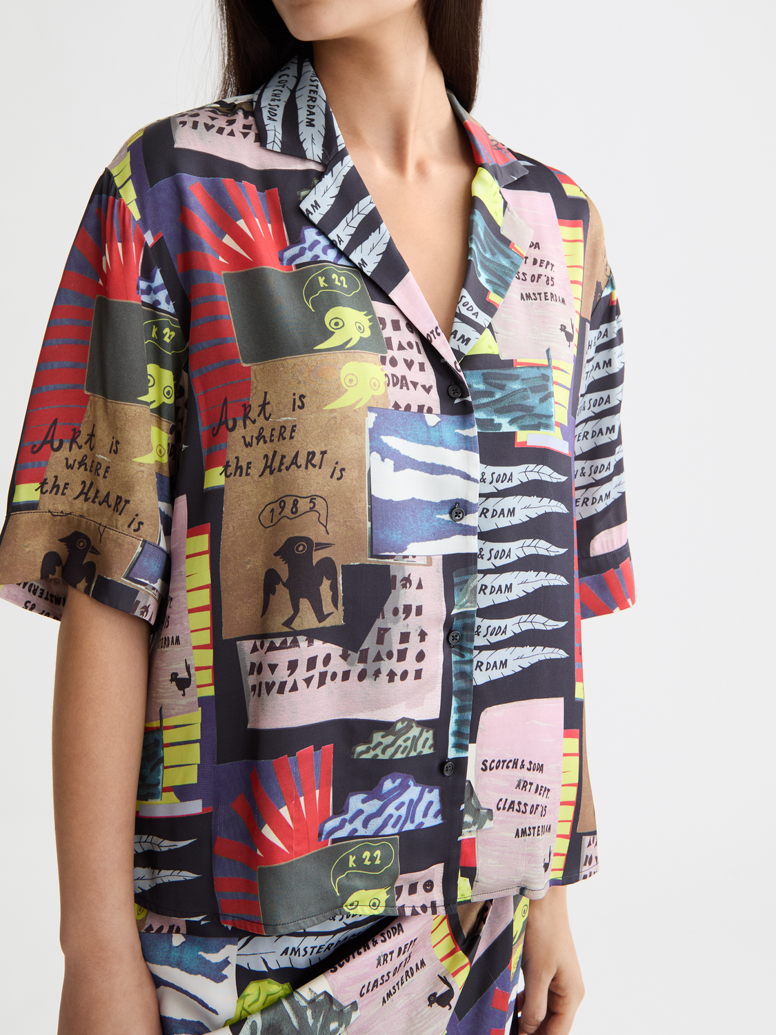 Printed short sleeve fluid shirt