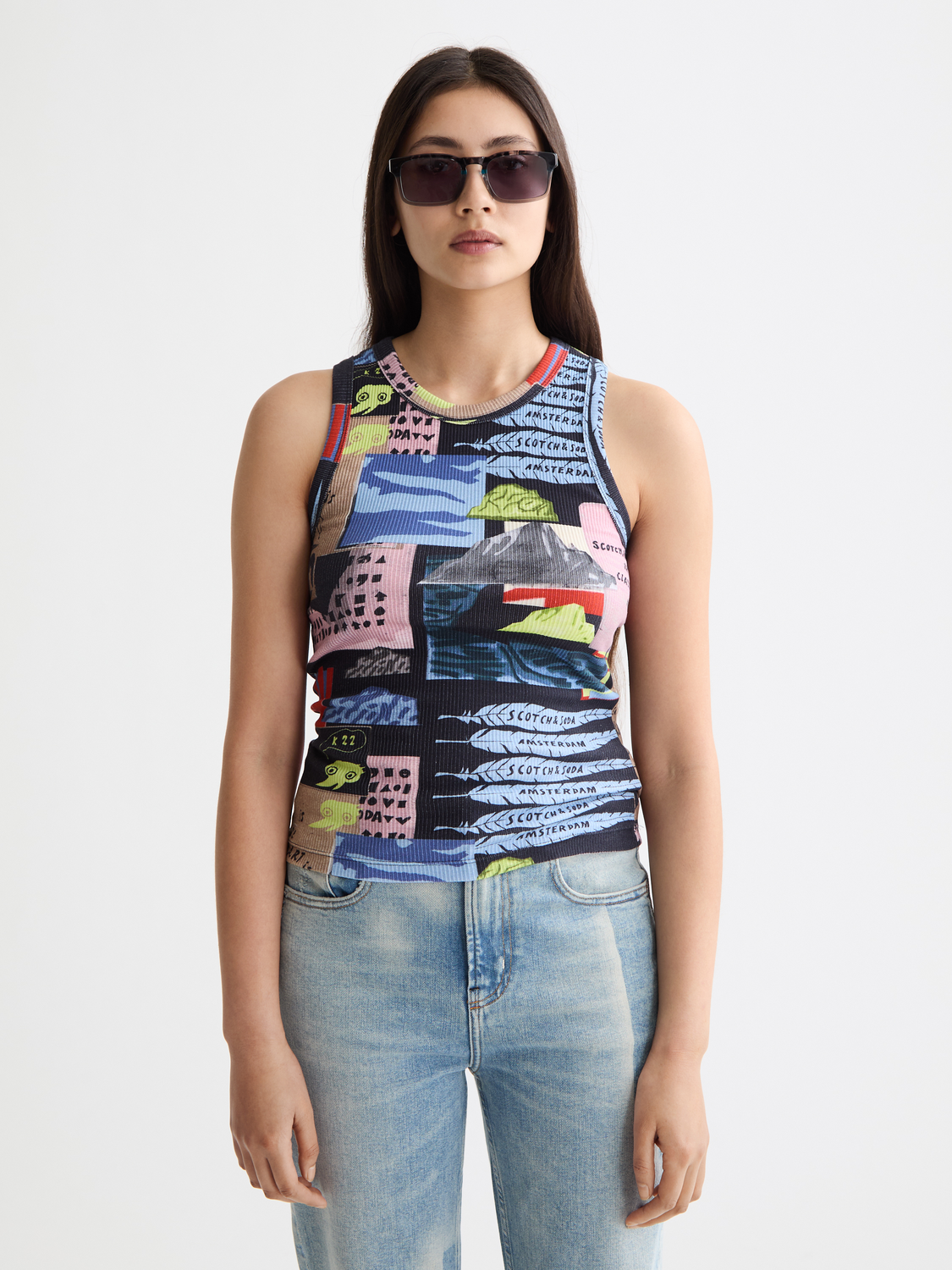printed rib racer tank