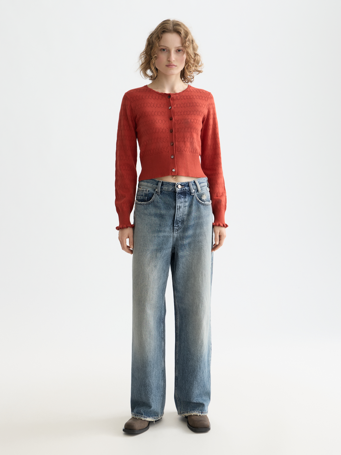 Pointelle knitted cardigan