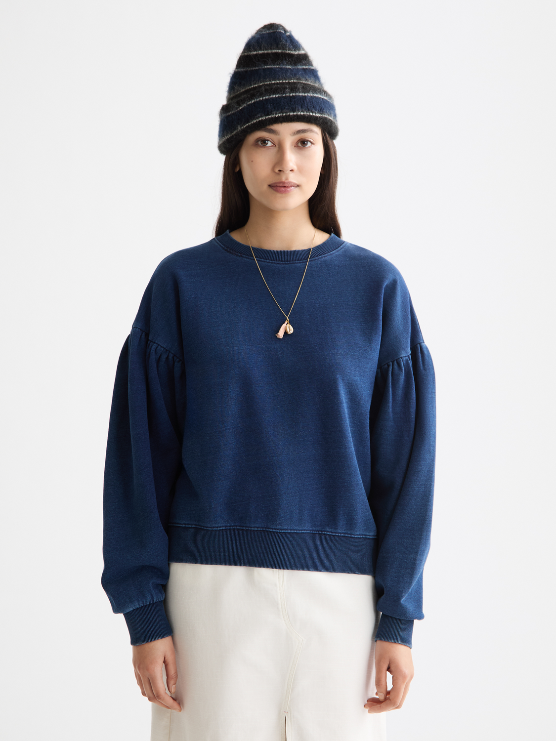 balloon sleeves crew neck sweatshirt