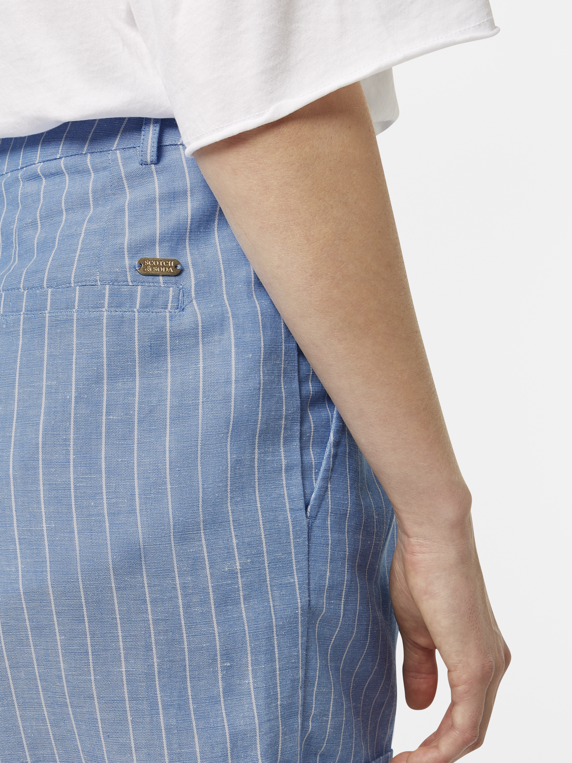 High rise linen printed shorts
