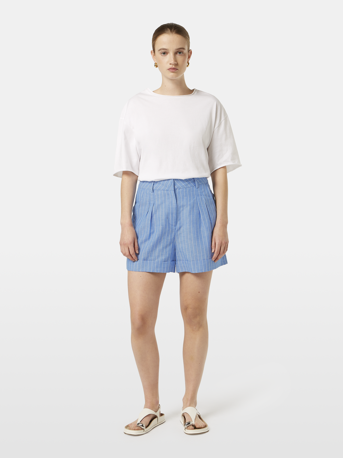 High rise linen printed shorts