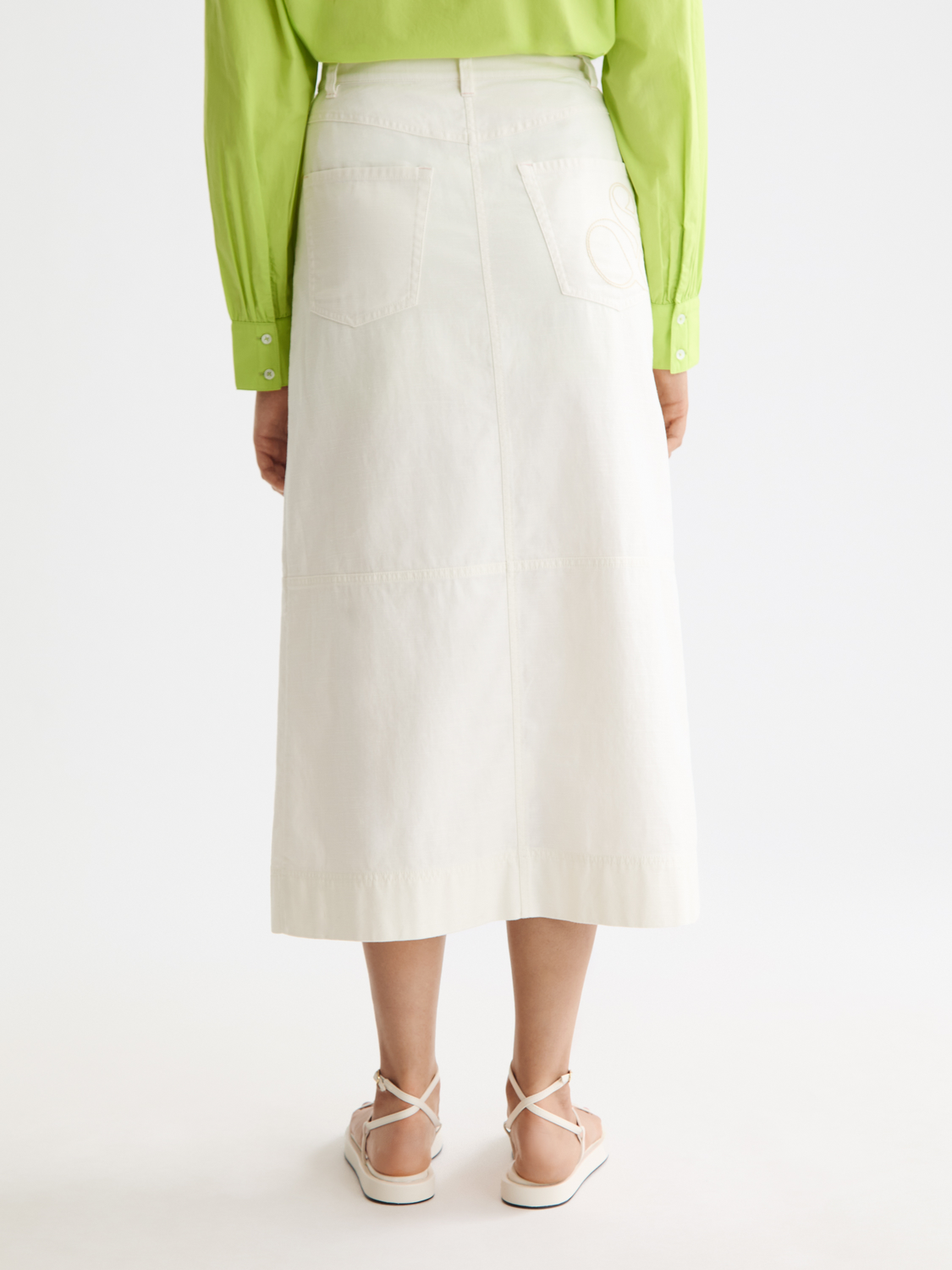 Workwear midi skirt with front slit