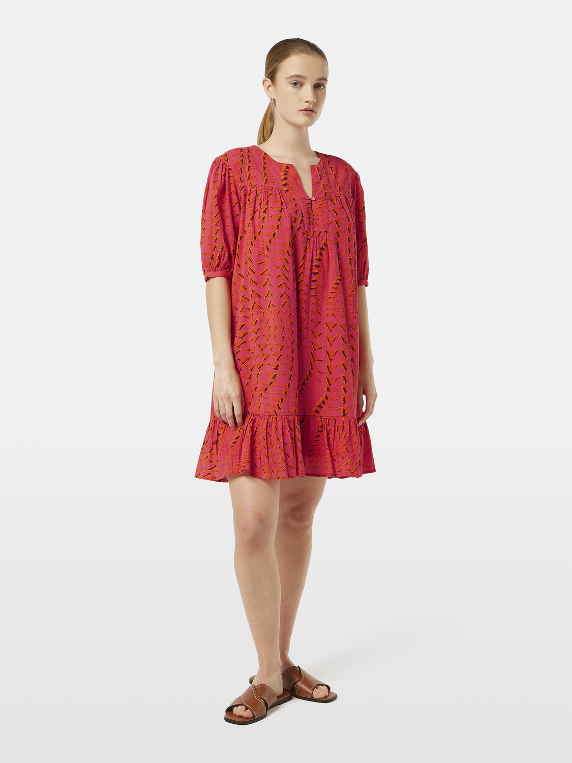 Printed Crinkle Mini Dress