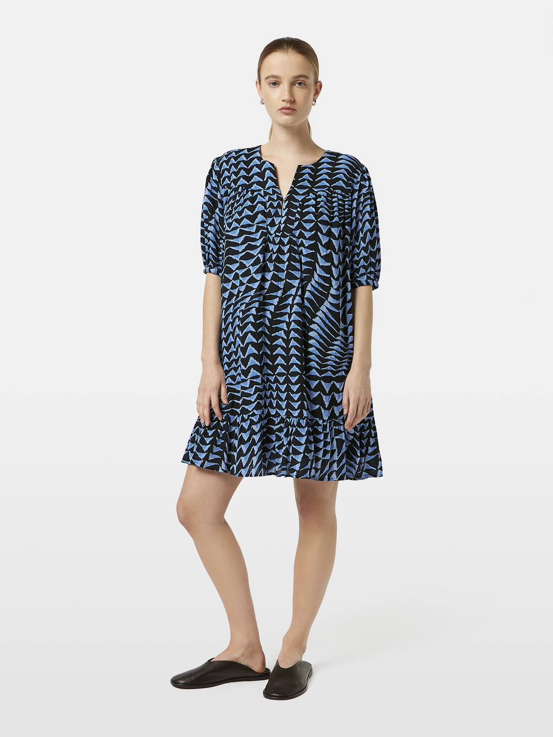 Printed Crinkle Mini Dress