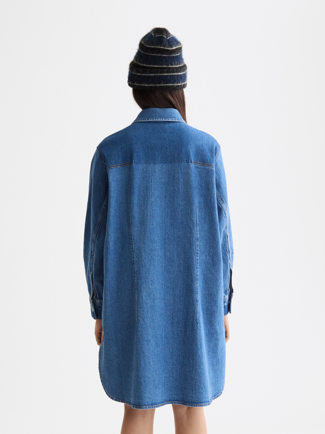 Washed denim mini shirtdress