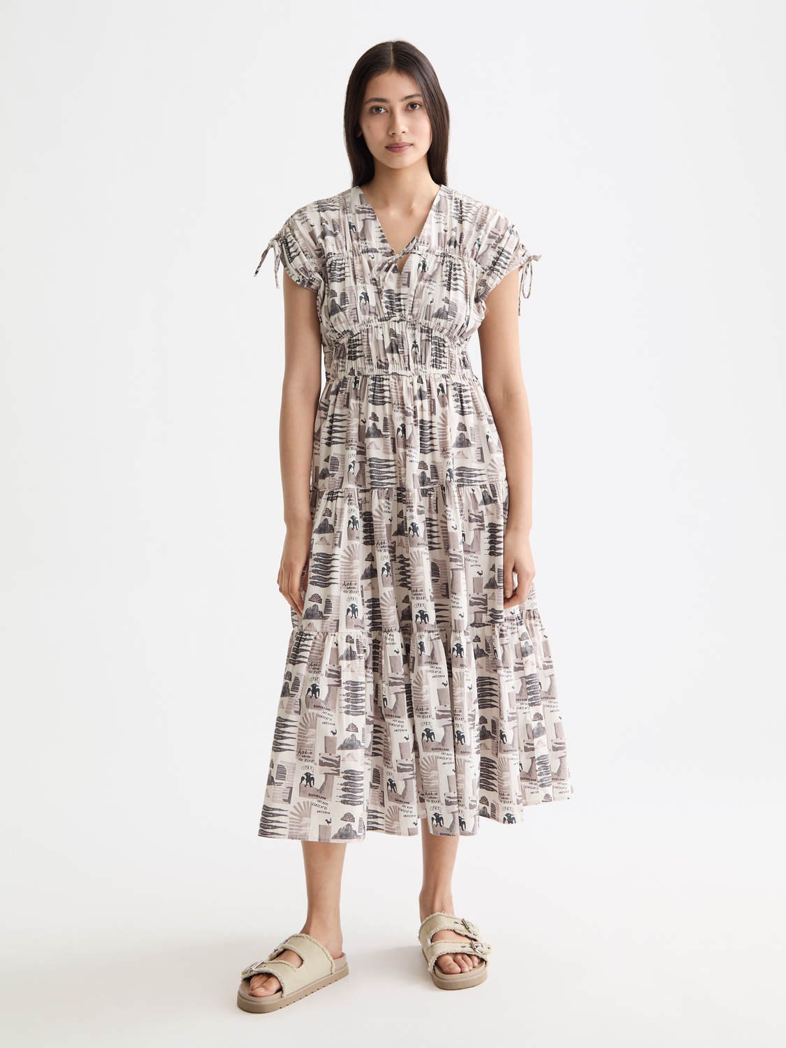 Gathered midi dress