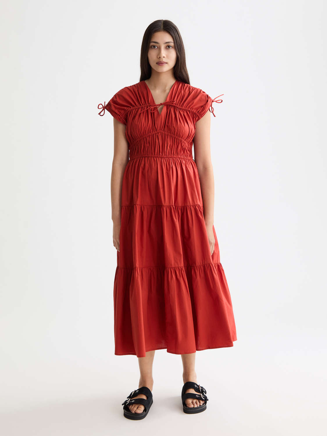 Gathered midi dress