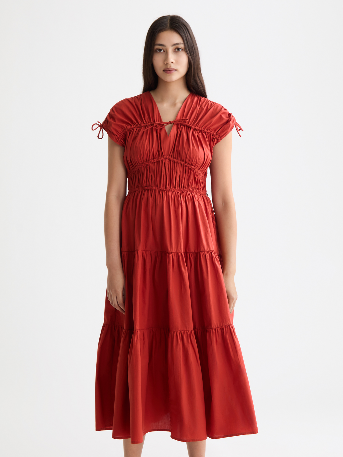Gathered midi dress