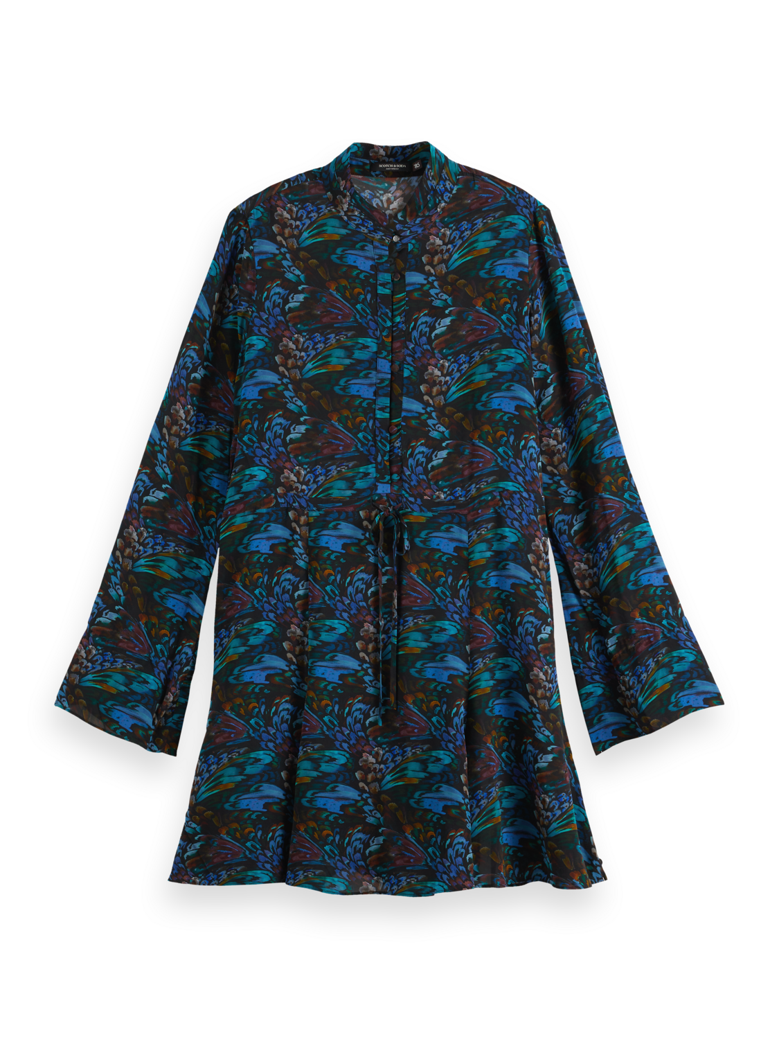 Printed long sleeve mini dress